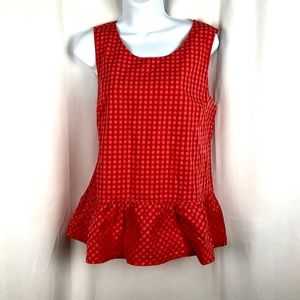 J.Crew Cotton gingham peplum short sleeve top M
